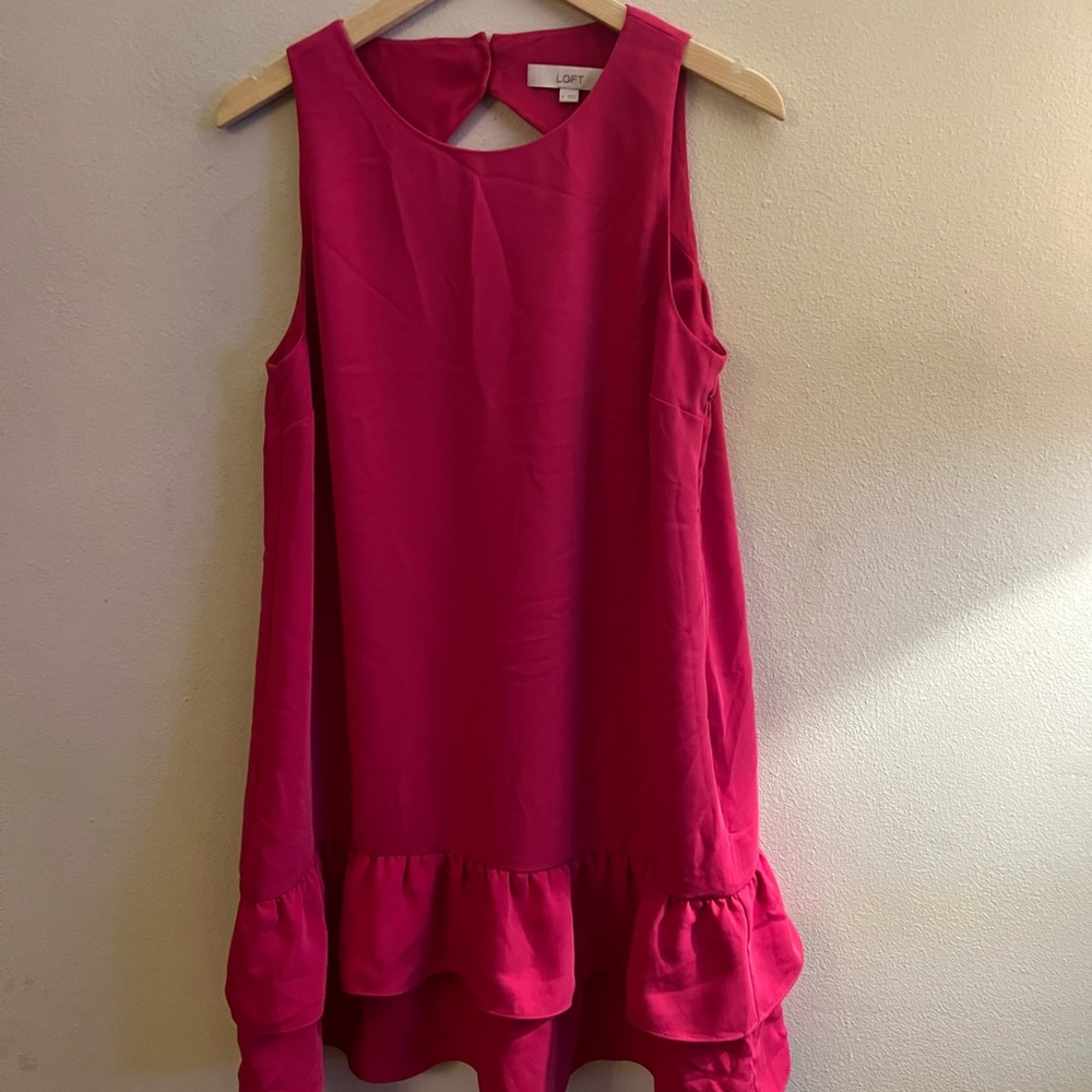 LOFT Pink Ruffled Tiered Sundress